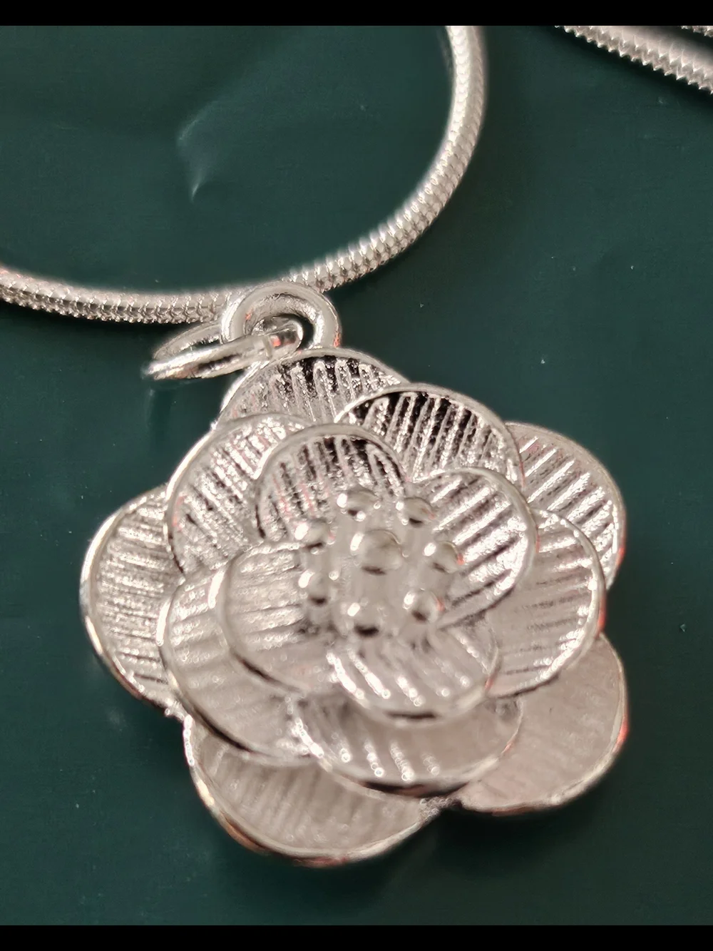 Sterling Silver Floral Pendant Necklace - Silver